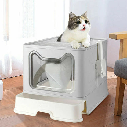 Hidden Cat Litter Box with Odor Control & Cleaning Tools