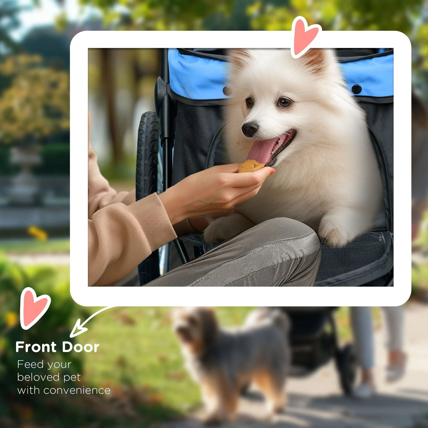 Pet Stroller with Big Wheels and Easy Fold Basket
