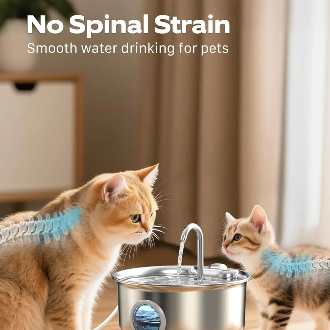 2.6L Stainless Steel Cat Water Fountain - Ultra-Quiet with 4-Stage Filtration