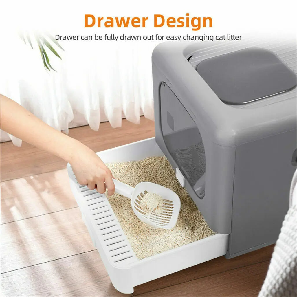Easy Clean Hidden Cat Litter Box with Removable Tray