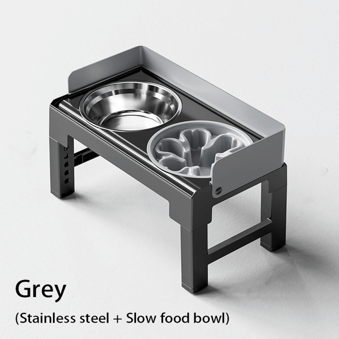 Elevated Pet Feeder with Stainless Steel Slow Feed Bowls
