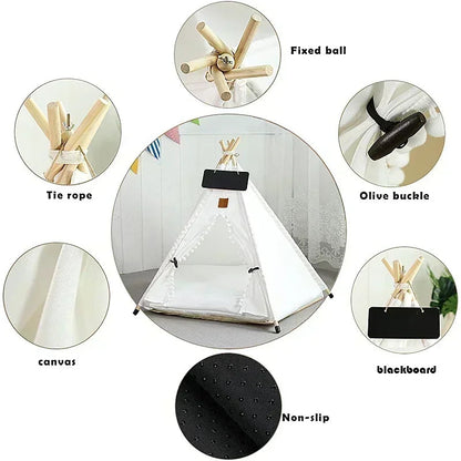 Cozy Small Pet Teepee House with Soft Washable Pad