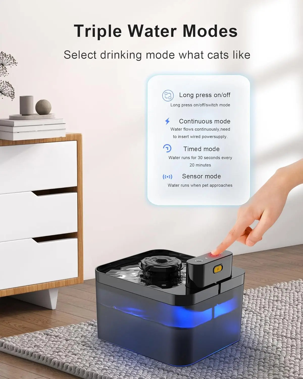 Pet Water Dispenser with Sensor and USB Charging