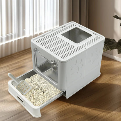 Odor Control Cat Litter Box with Removable Tray & Dual Exit