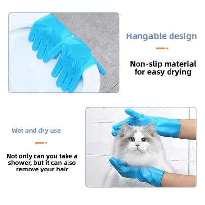 Waterproof Pet Bathing Gloves for Easy Grooming