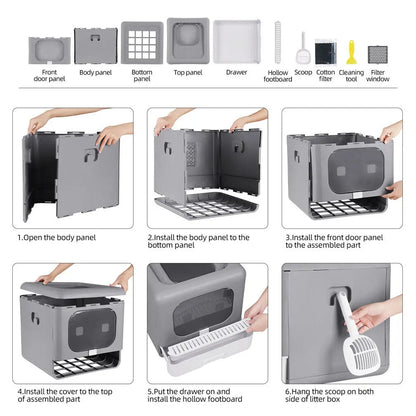 Easy Clean Hidden Cat Litter Box with Removable Tray
