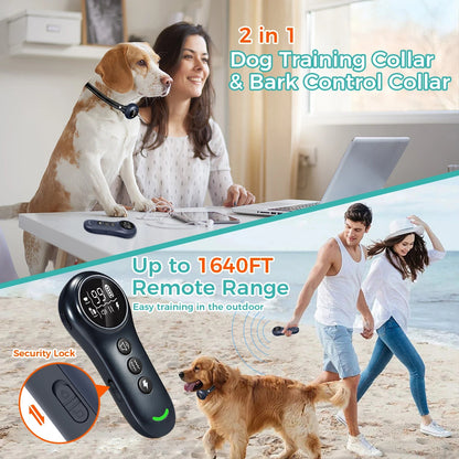Rechargeable 2-in-1 Dog Training Collar & Anti Bark Device