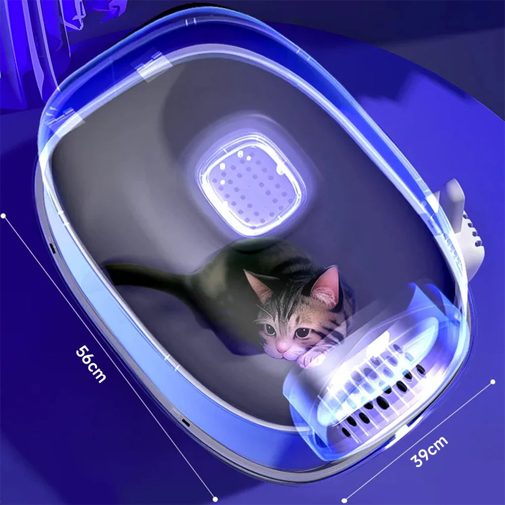 Large Covered Cat Litter Box with UV Sanitizer & Anti Slip Base