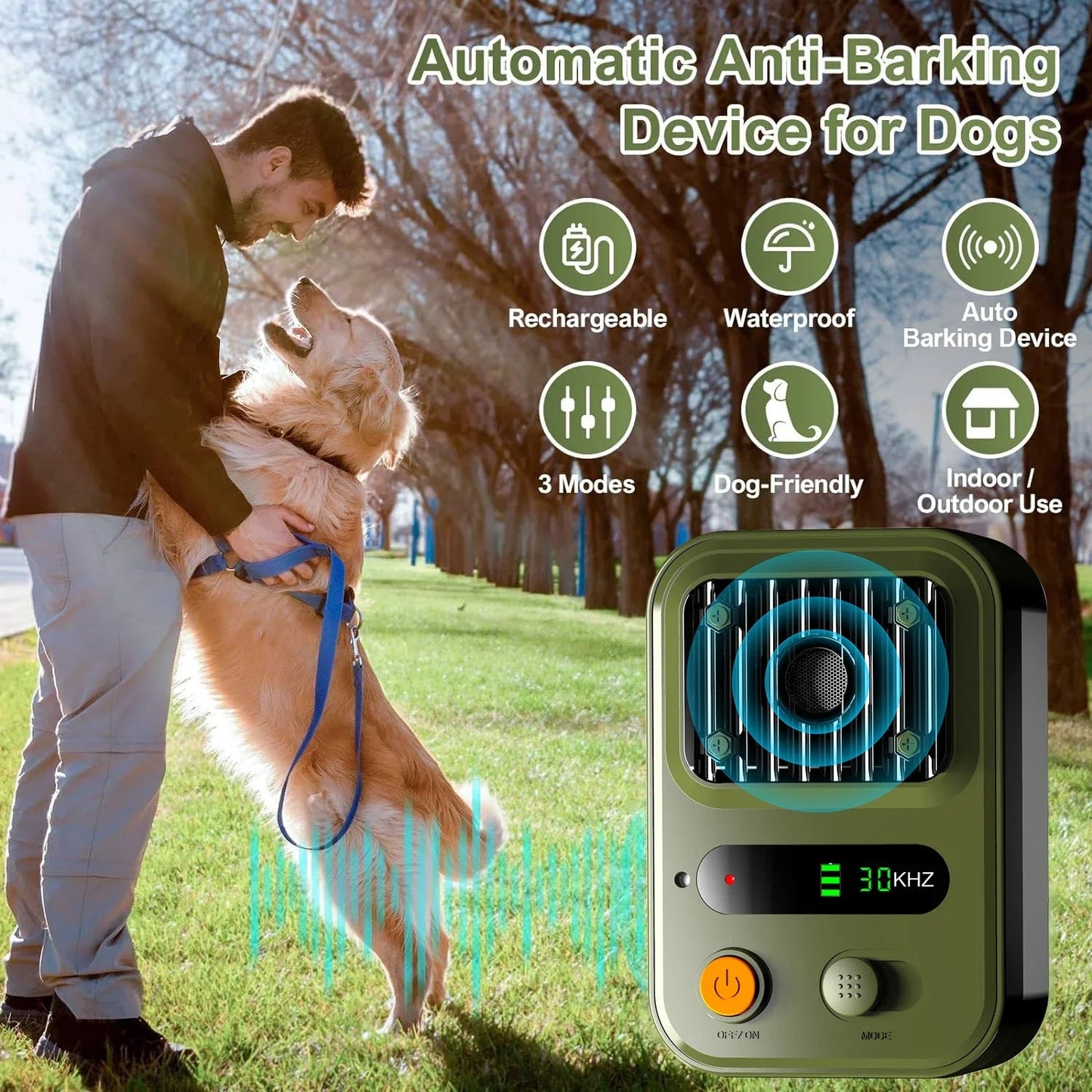 Portable Dog Bark Stopper Device Rechargeable Outdoor Indoor