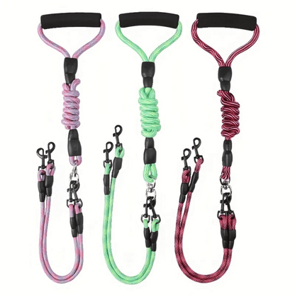 Durable Dual Dog Leash with Tangle Free Swivel & Comfort Grip