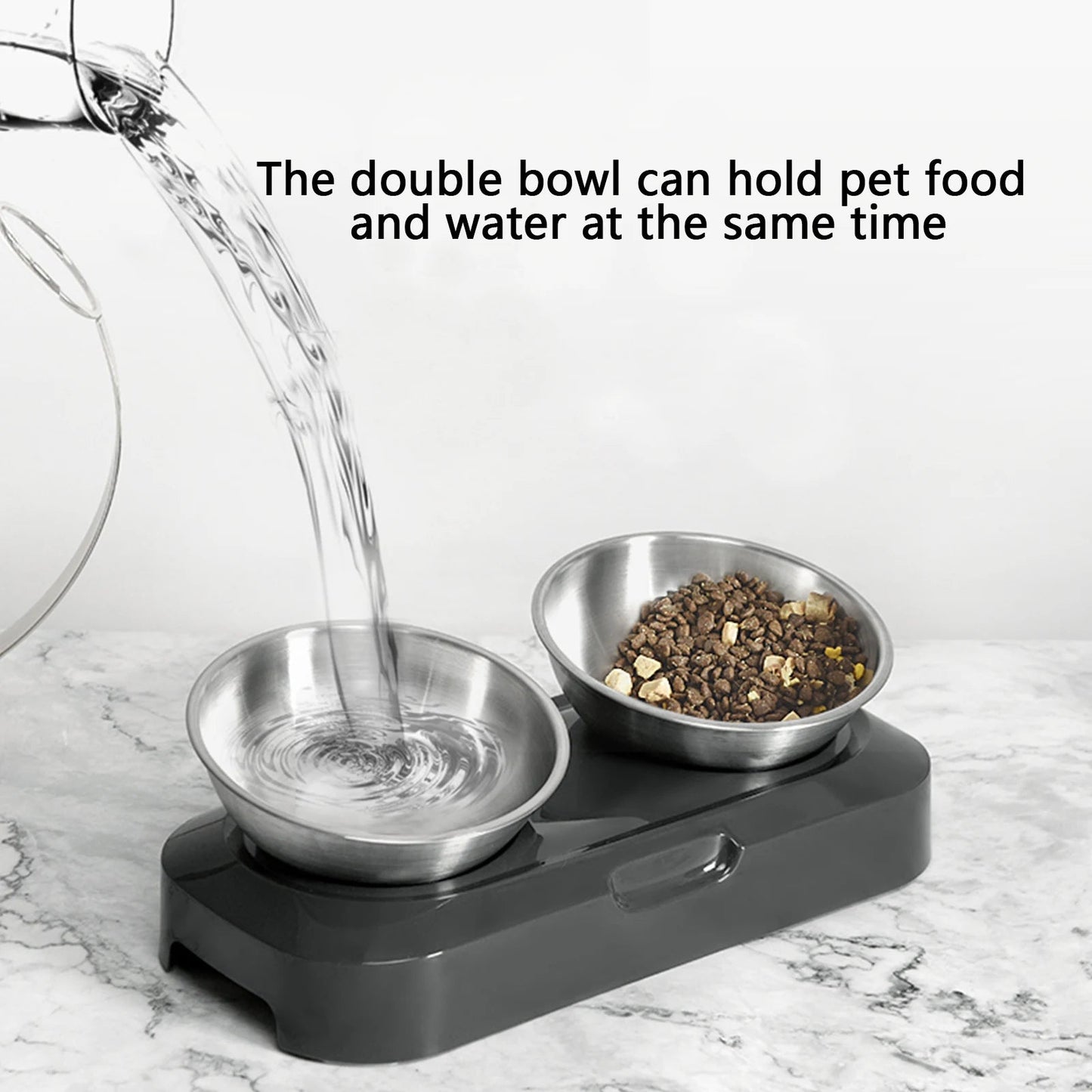 Adjustable Pet Feeder with Stainless Steel Food Bowls