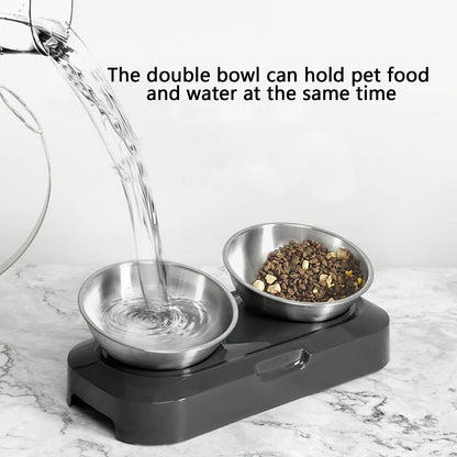 Adjustable Pet Feeder with Stainless Steel Food Bowls