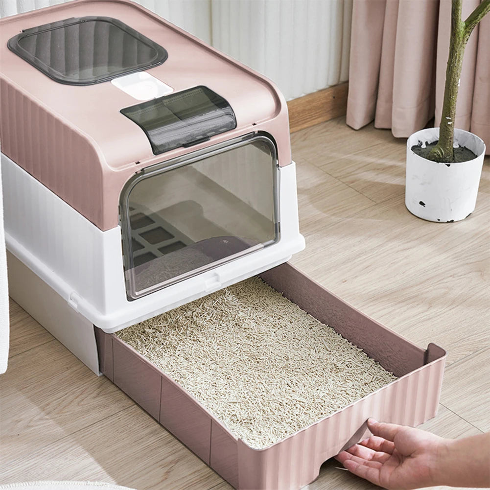 Odor Control Cat Litter Box with Easy Clean Tray