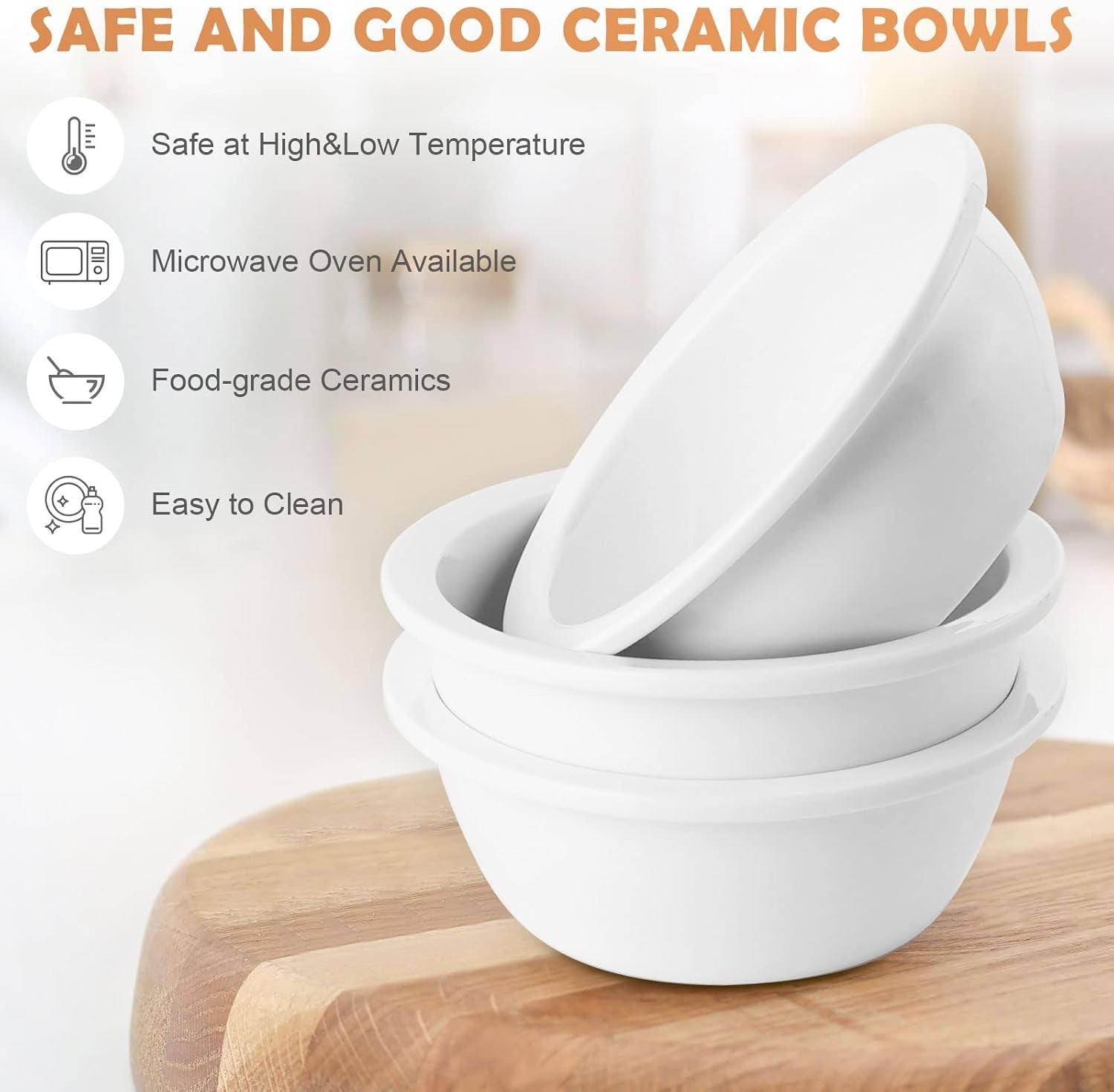 Cat Bowl, Ceramic Cat Food Bowls With 15° Tilted Wood Stand,Raised Cat Bowls for Food and Water, Bamboo Cat Feeding Station with Cat Food Mat for Cats and Puppy (3 Bowls with Stand)