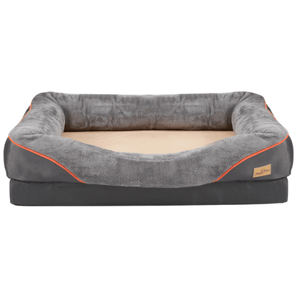 Large Comfort Dog Bed | Waterproof, Plush Bolster, Machine Washable