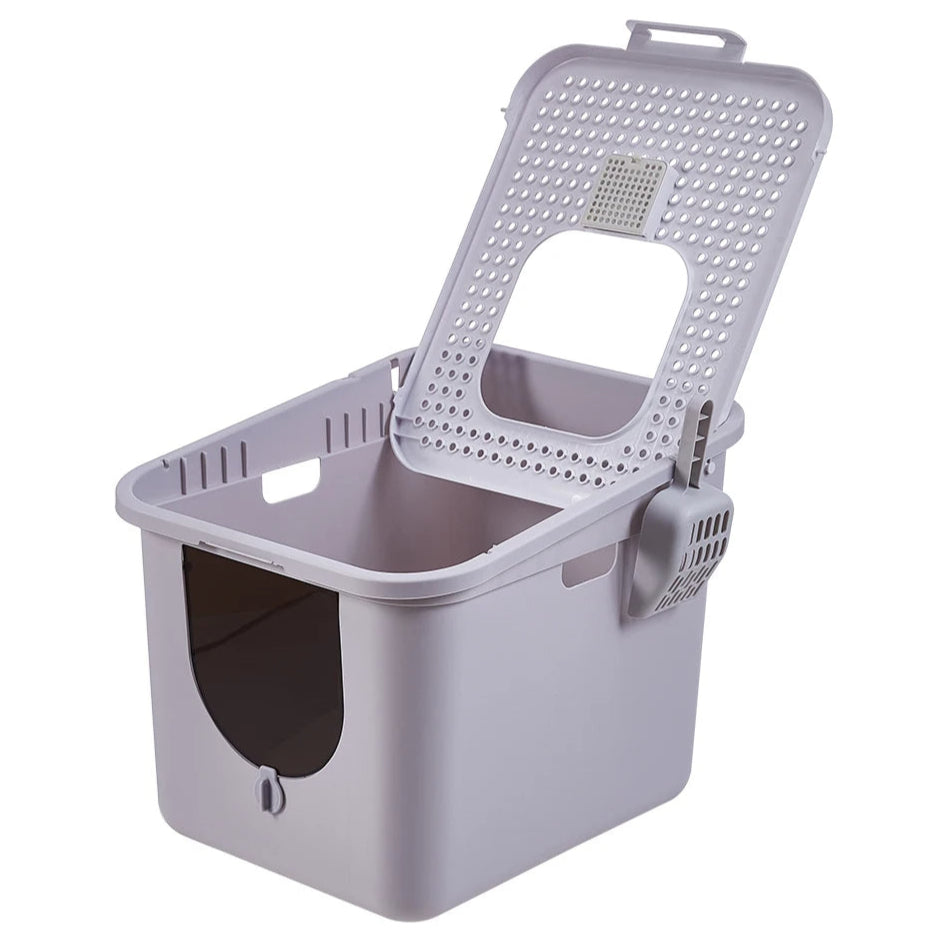 Easy Clean Covered Litter Box with Flip Top
