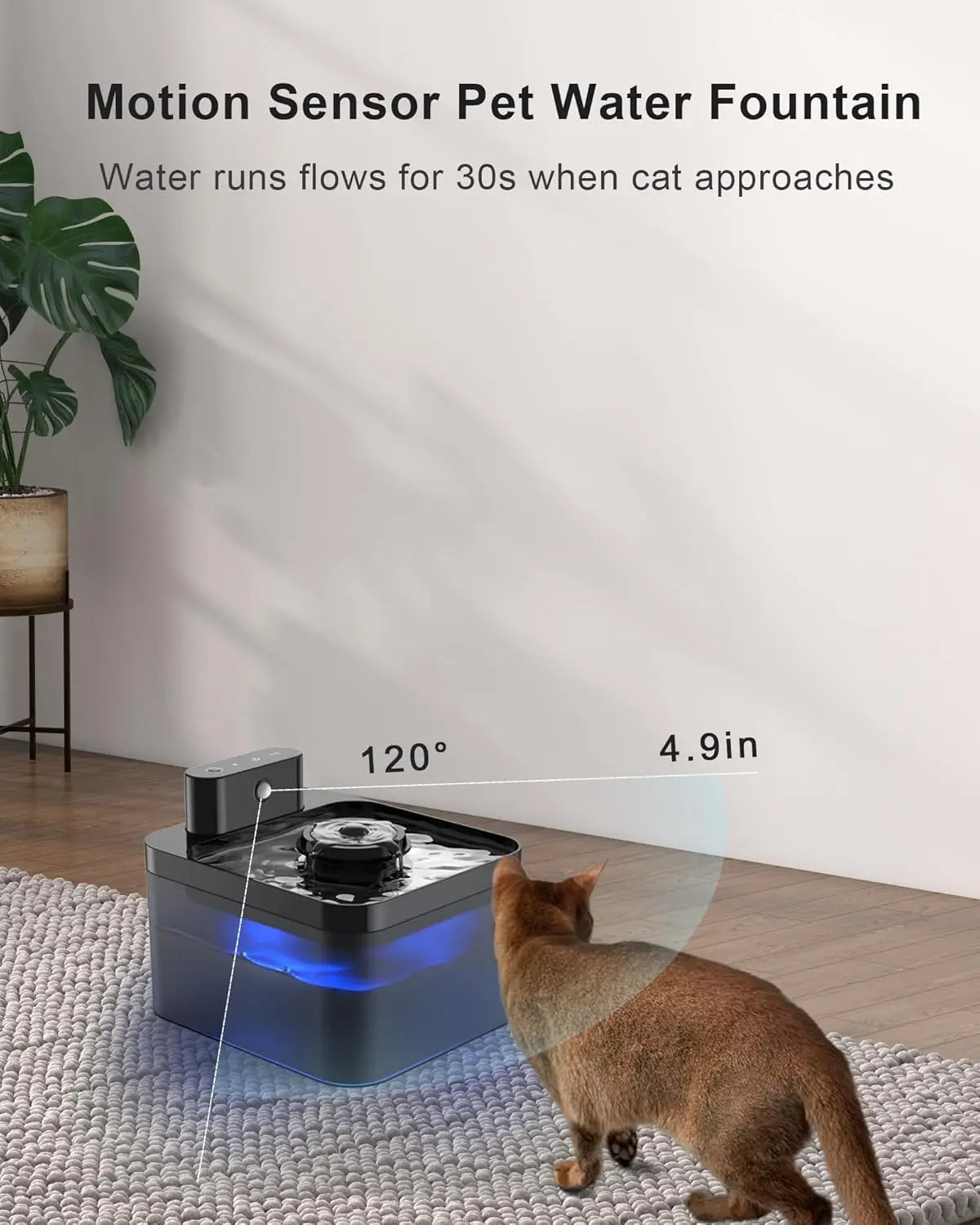 Pet Water Dispenser with Sensor and USB Charging