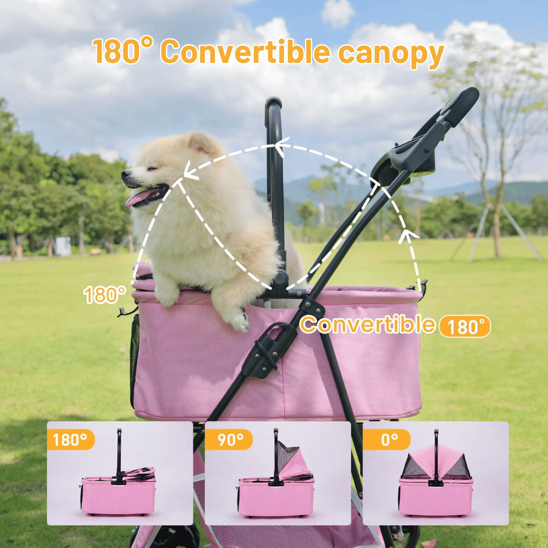 Folding Pet Stroller with Removable Carrier & Storage