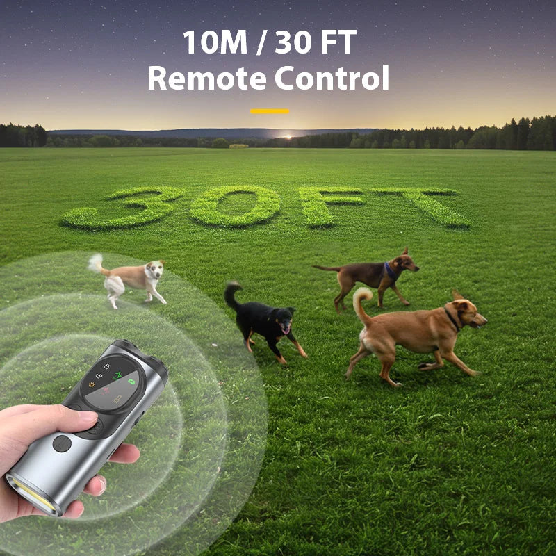 Portable Dog Trainer with Ultrasonic Bark Control and Flashlight