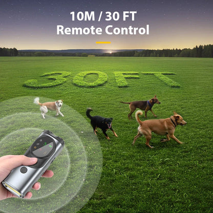 Portable Dog Trainer with Ultrasonic Bark Control and Flashlight