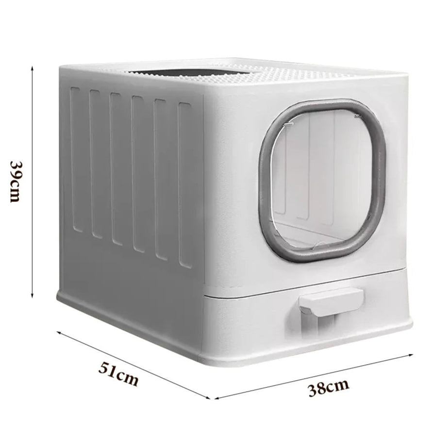 Hidden Cat Litter Box with Dual Doors & Easy Clean Tray