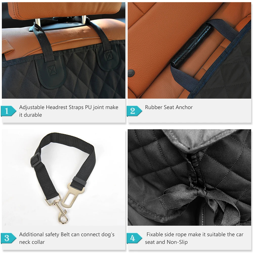 Durable Pet Car Seat Protector with Zipper for Back Seat