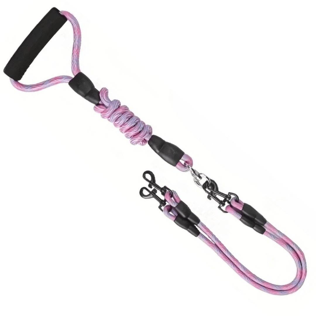 Durable Dual Dog Leash with Tangle Free Swivel & Comfort Grip