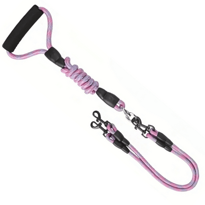 Durable Dual Dog Leash with Tangle Free Swivel & Comfort Grip