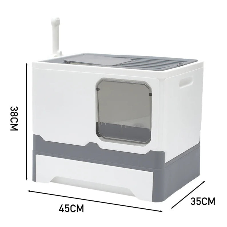 Hidden Cat Litter Box with Easy Clean Tray & Dual Doors