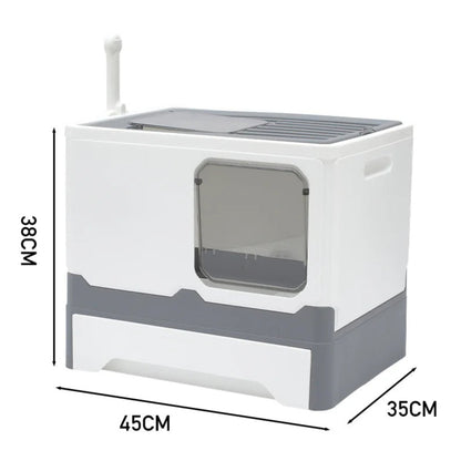 Hidden Cat Litter Box with Easy Clean Tray & Dual Doors