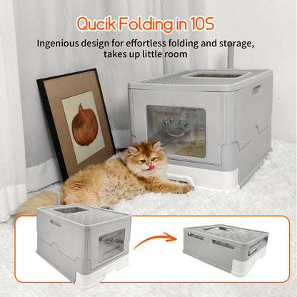 Hidden Cat Litter Box with Dual Entry and Easy Clean Tray
