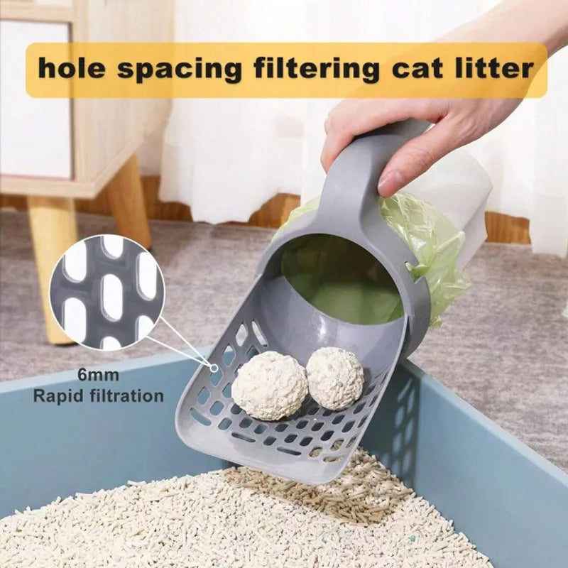 Convenient Cat Litter Box Scoop with Built-In Trash Can