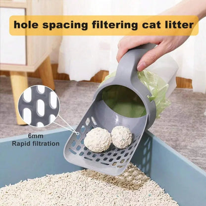 Convenient Cat Litter Box Scoop with Built-In Trash Can