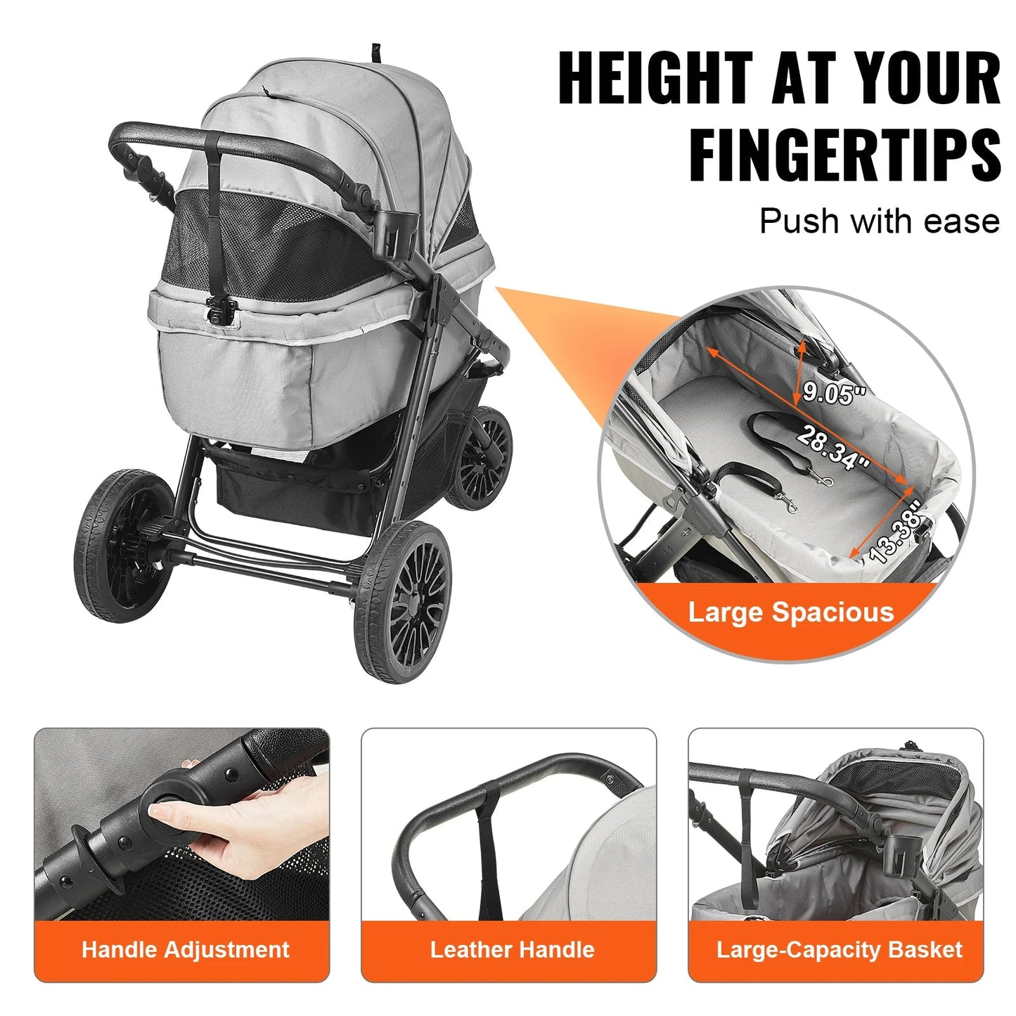 Portable Pet Stroller for Small Dogs with Easy Fold
