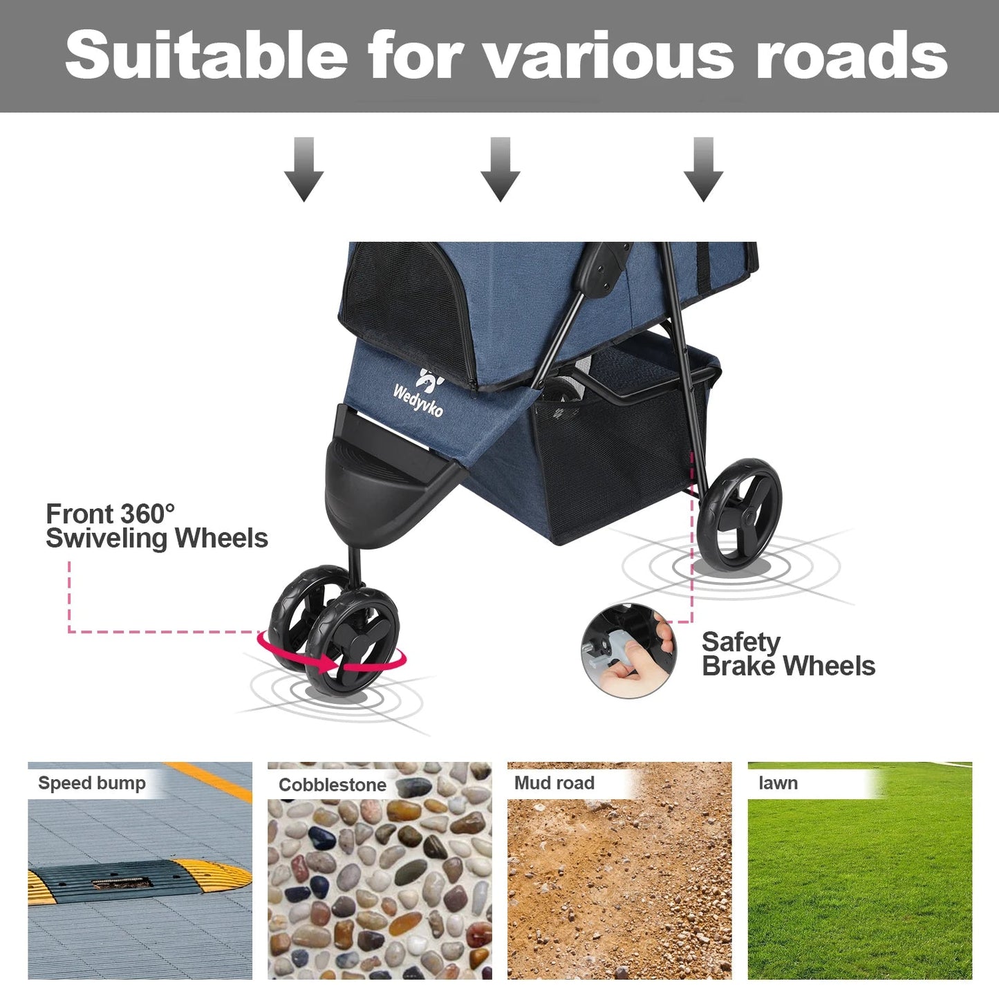 Lightweight Pet Stroller with Large Storage Compartment