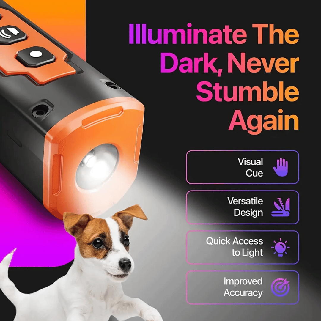 Portable Dog Trainer with Ultrasonic Sound and Flashing Light