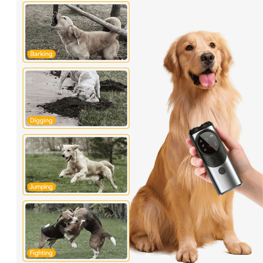 Portable Dog Trainer with Ultrasonic Bark Control and Flashlight
