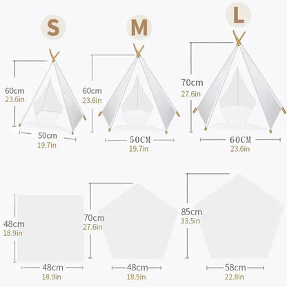 Cozy Small Pet Teepee House with Soft Washable Pad