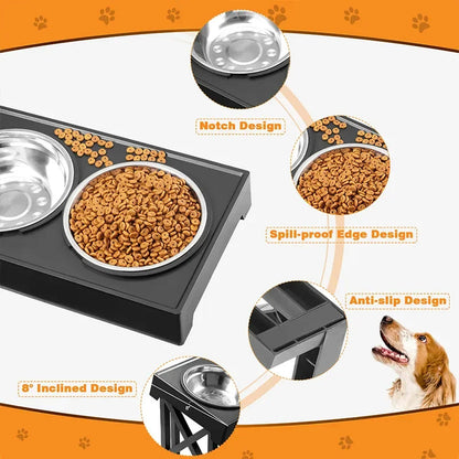 Elevated Dog Feeder with Adjustable Stand and Stainless Bowls