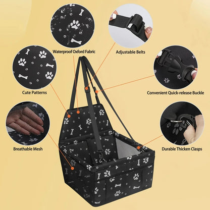 Secure Pet Car Carrier with Ventilated Mesh Panels