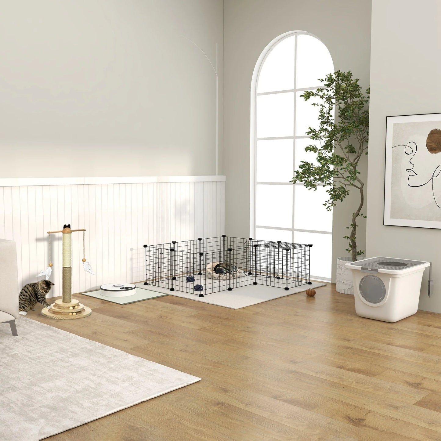 Easy Clean Covered Cat Litter Box with Scoop