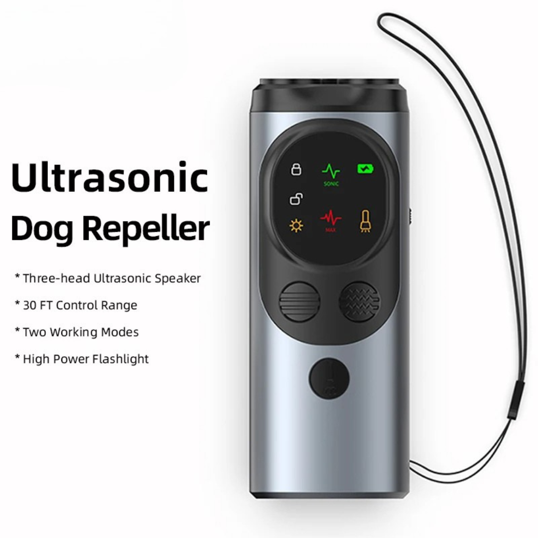 Portable Dog Trainer with Ultrasonic Bark Control and Flashlight