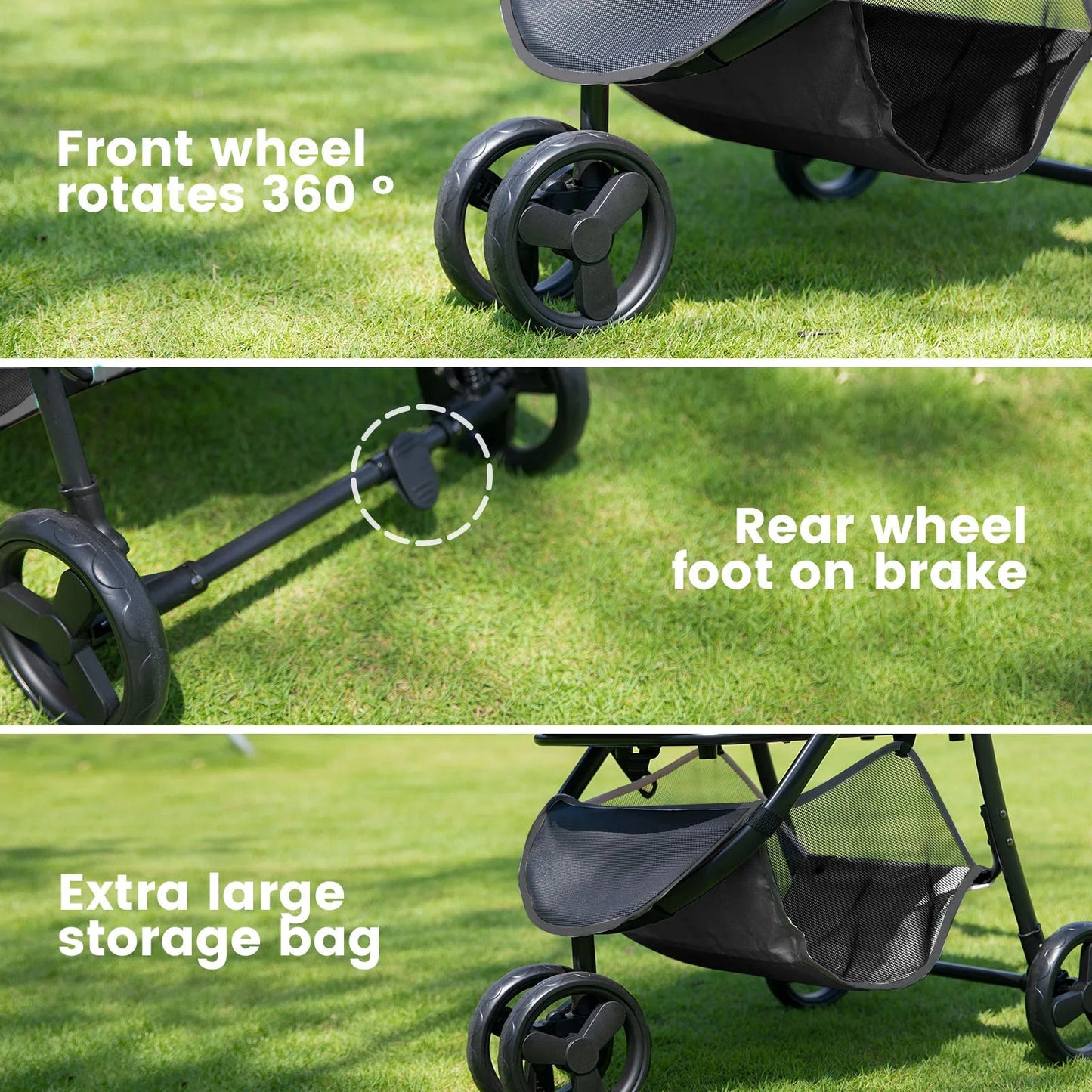 Portable Pet Stroller with Removable Carrier Bag