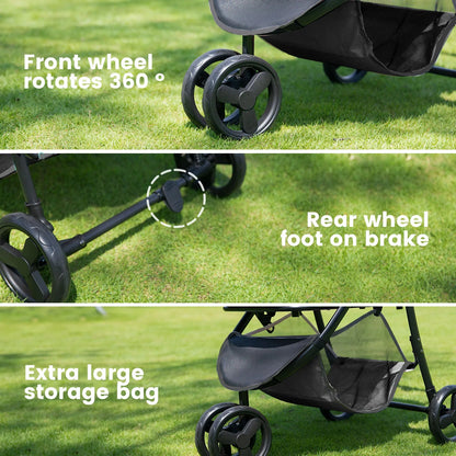 Portable Pet Stroller with Removable Carrier Bag