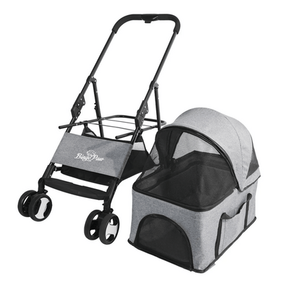 Portable Pet Stroller with Detachable Carrier and Car Seat