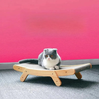 Durable Wooden Cat Scratcher with Adjustable Post