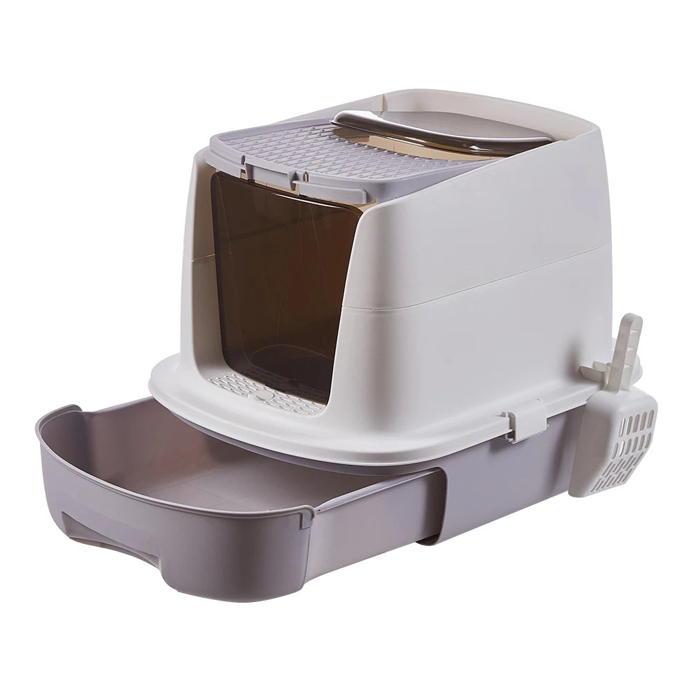 Large Covered Cat Litter Box with Easy Clean Tray