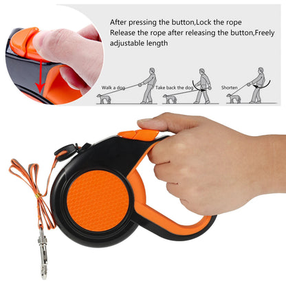 Durable Retractable Dog Leash with Comfort Grip & Reflective Cord