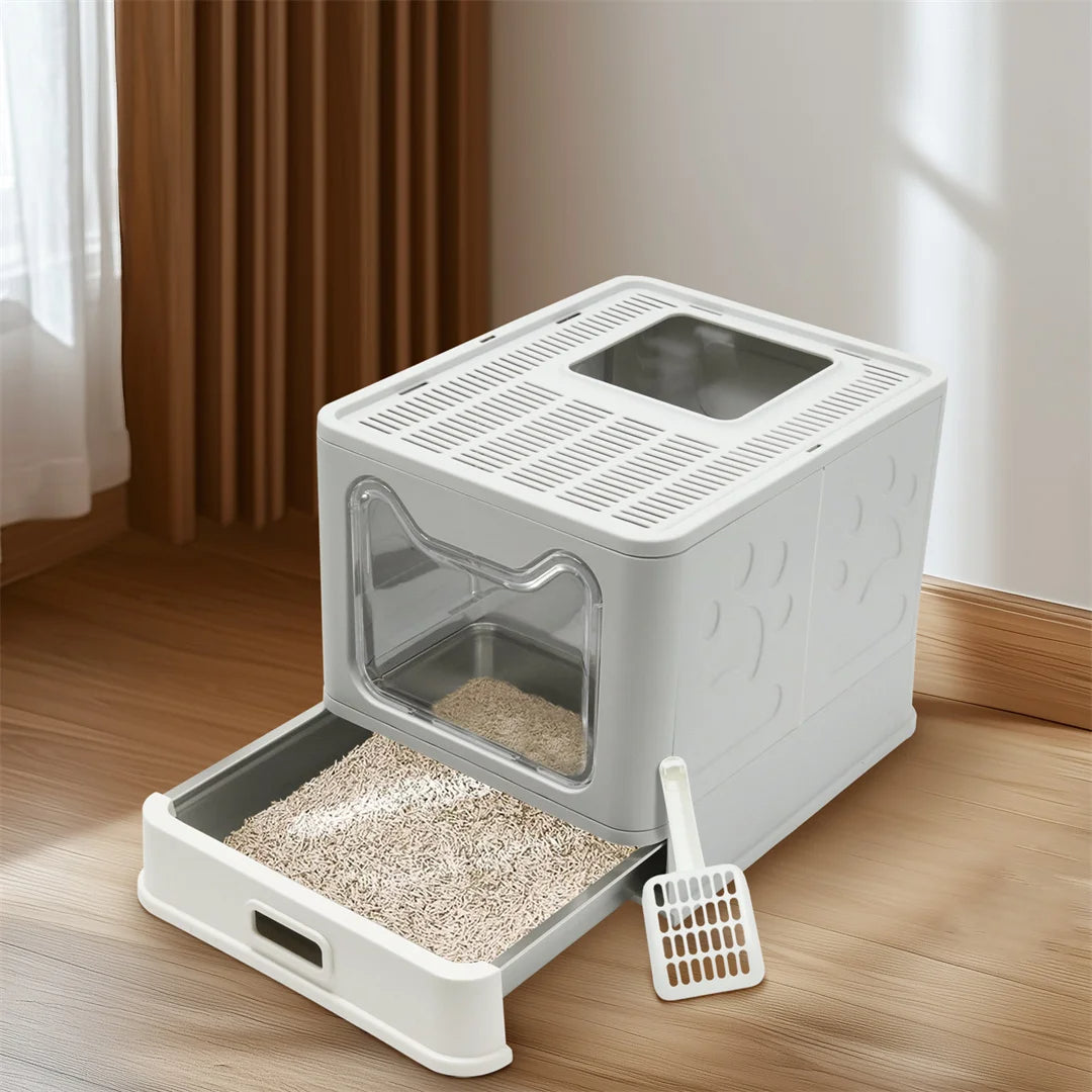 Odor Control Cat Litter Box with Removable Tray & Dual Exit