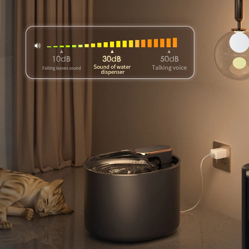Quiet Pet Water Fountain with Motion Sensor & Night Light